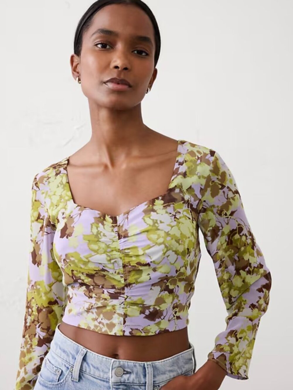 Banana Republic Cropped Shirred Sweetheart-Neck Top Size 12 NWT